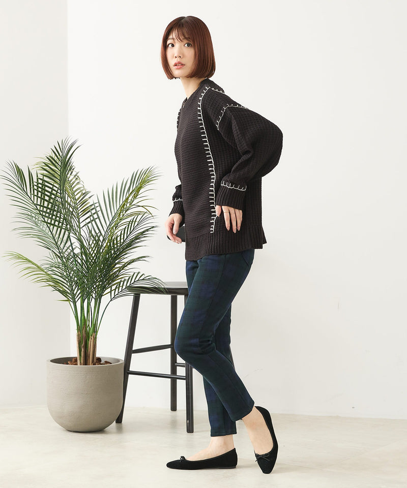 【C-FORT POINT/フォートポイント】配色ブランケットステッチプルオーバー
