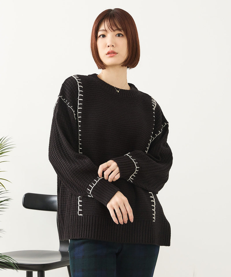 【C-FORT POINT/フォートポイント】配色ブランケットステッチプルオーバー