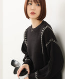 【C-FORT POINT/フォートポイント】配色ブランケットステッチプルオーバー