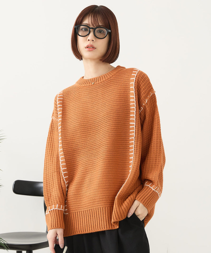 【C-FORT POINT/フォートポイント】配色ブランケットステッチプルオーバー