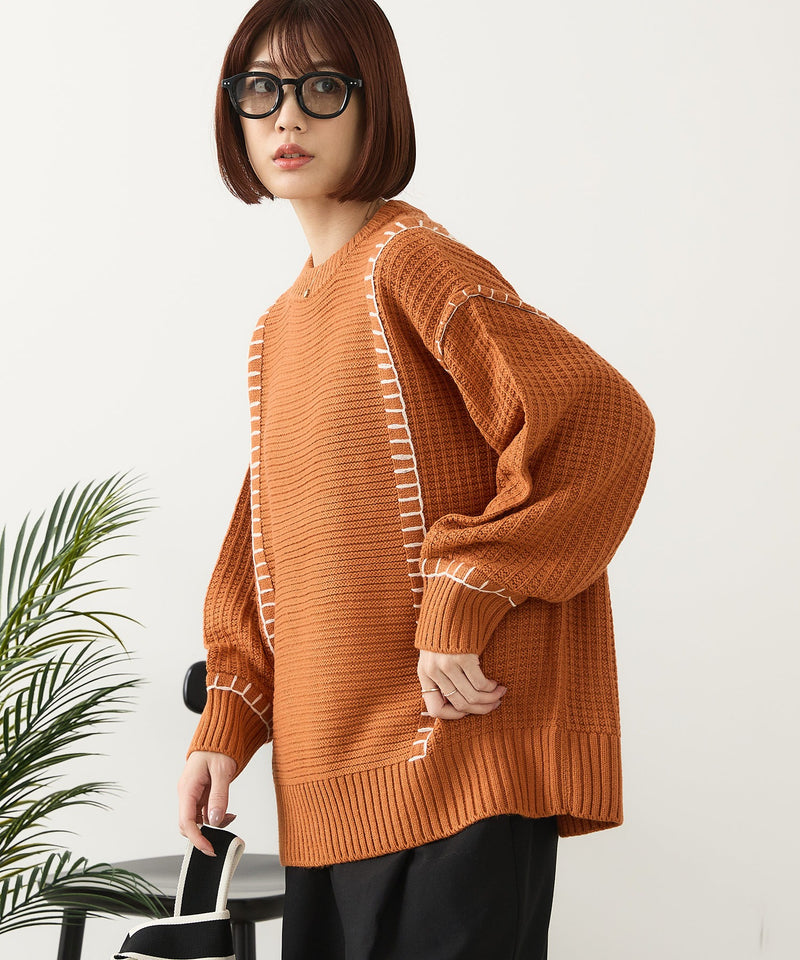 【C-FORT POINT/フォートポイント】配色ブランケットステッチプルオーバー