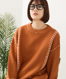 【C-FORT POINT/フォートポイント】配色ブランケットステッチプルオーバー