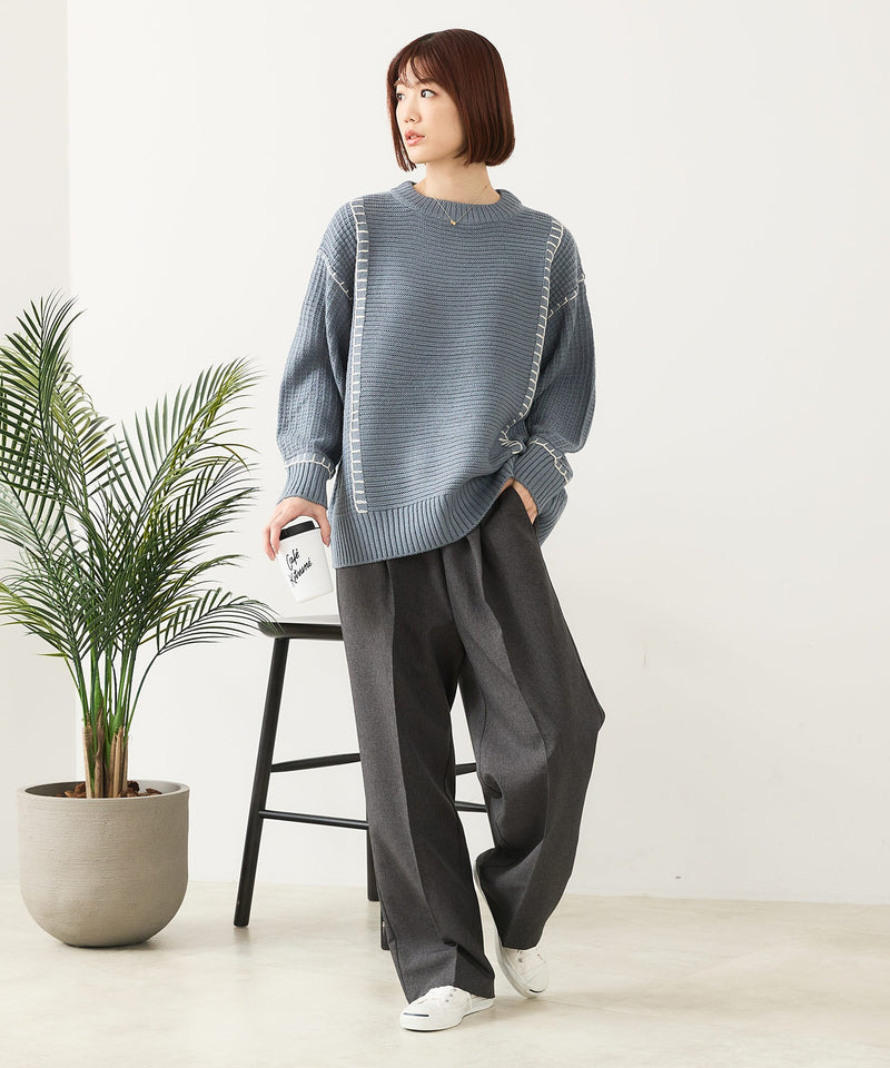 【C-FORT POINT/フォートポイント】配色ブランケットステッチプルオーバー