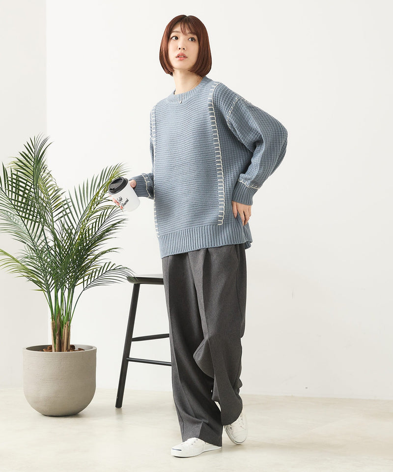 【C-FORT POINT/フォートポイント】配色ブランケットステッチプルオーバー
