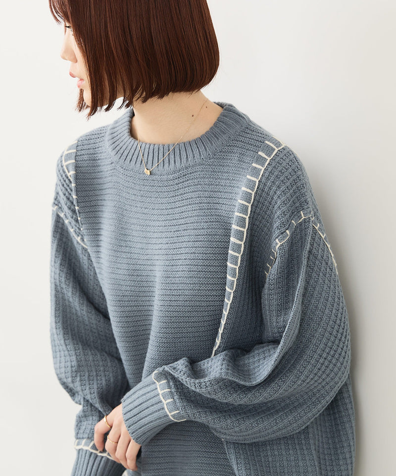 【C-FORT POINT/フォートポイント】配色ブランケットステッチプルオーバー