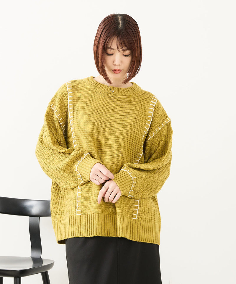 【C-FORT POINT/フォートポイント】配色ブランケットステッチプルオーバー