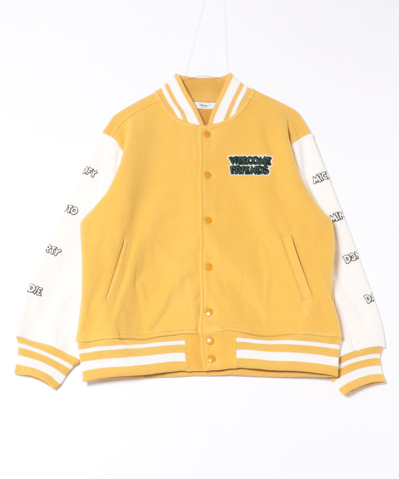 【Disney/ディズニー】MICKEY MOUSE/ミッキーマウス 袖切替 ワッペン刺繍 フリース スタジャン