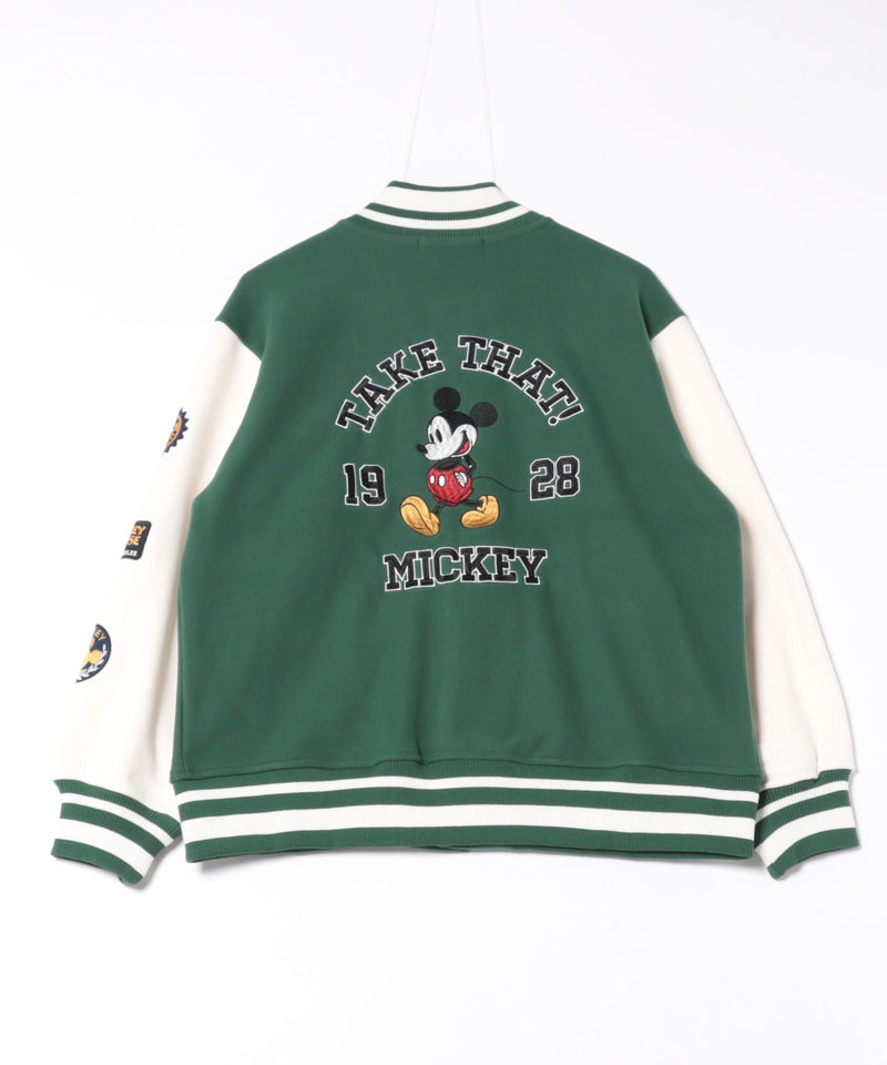 【Disney/ディズニー】MICKEY MOUSE/ミッキーマウス 袖切替 ワッペン刺繍 フリース スタジャン