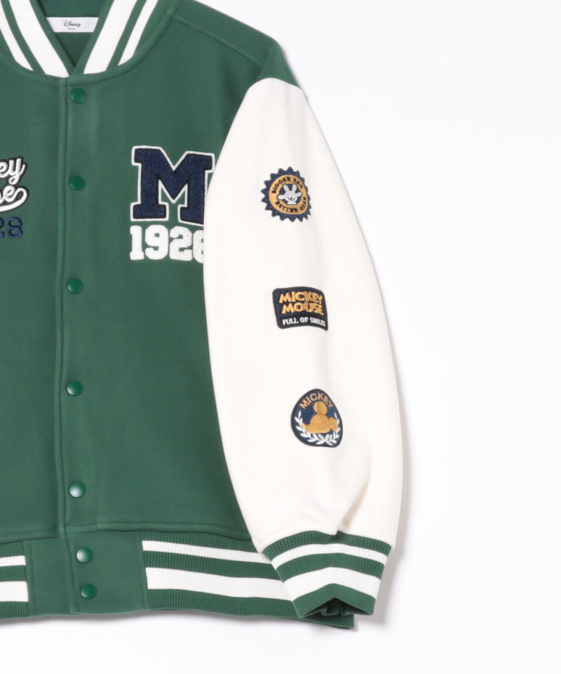 【Disney/ディズニー】MICKEY MOUSE/ミッキーマウス 袖切替 ワッペン刺繍 フリース スタジャン