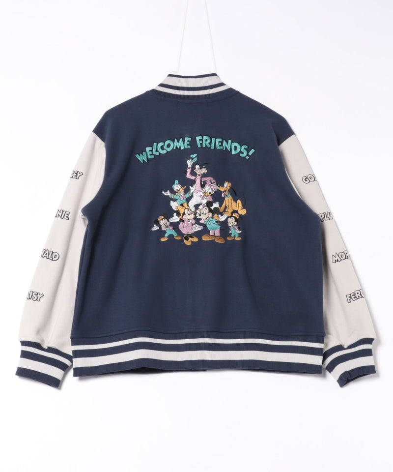 【Disney/ディズニー】MICKEY MOUSE/ミッキーマウス 袖切替 ワッペン刺繍 フリース スタジャン