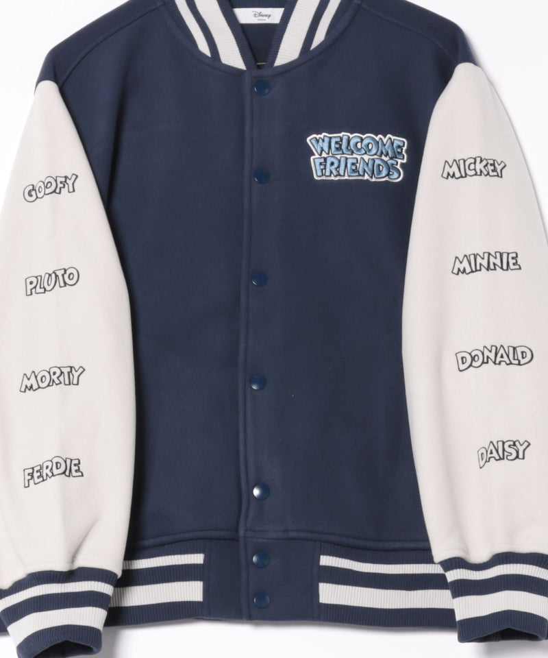 【Disney/ディズニー】MICKEY MOUSE/ミッキーマウス 袖切替 ワッペン刺繍 フリース スタジャン