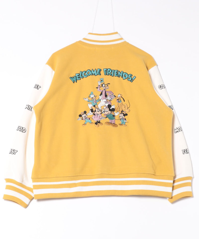 【Disney/ディズニー】MICKEY MOUSE/ミッキーマウス 袖切替 ワッペン刺繍 フリース スタジャン