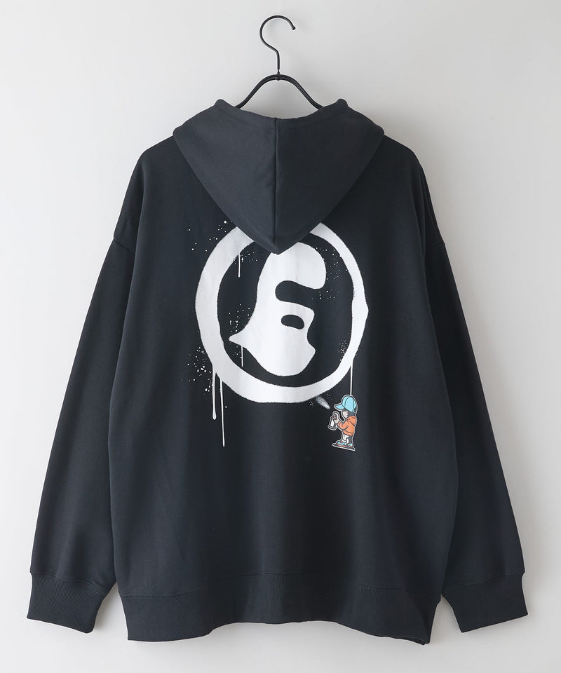 【BRKNHOME/ブロークンホーム】バックプリント フルジップ スウェットパーカー
