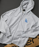 【SAVIER：サビアー】LA ロゴ刺繍 ショート丈 フルジップパーカー 【セットアップ可能】