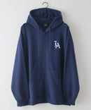 【SAVIER：サビアー】LA ロゴ刺繍 ショート丈 フルジップパーカー 【セットアップ可能】