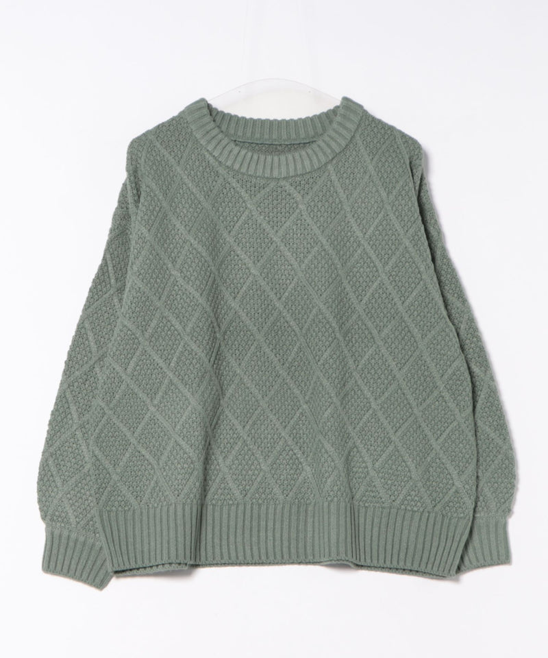【C-FORT POINT/フォートポイント】柄編みクルーネックニットプルオーバー