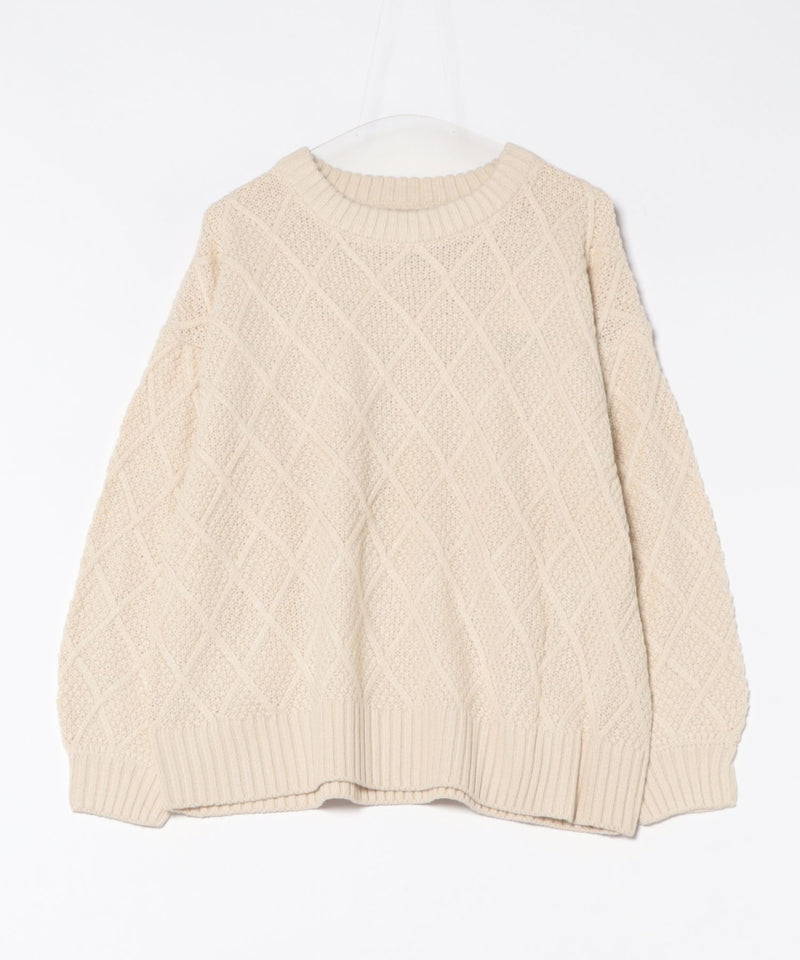 【C-FORT POINT/フォートポイント】柄編みクルーネックニットプルオーバー