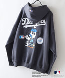 【PEANUTS/ピーナッツ】【ユニセックスデザインでリンクコーデにも◎】MLB×PEANUTS 裏起毛ジップパーカー 保温 キャラクター ドジャース ヤンキース ホワイトソックス