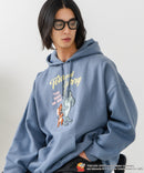 【TOM and JERRY/トムとジェリー】オリジナルデザイン 刺繍 プルオーバーパーカー フーディー ジェリー タフィー サカナ ドロップショルダー ビッグシルエット