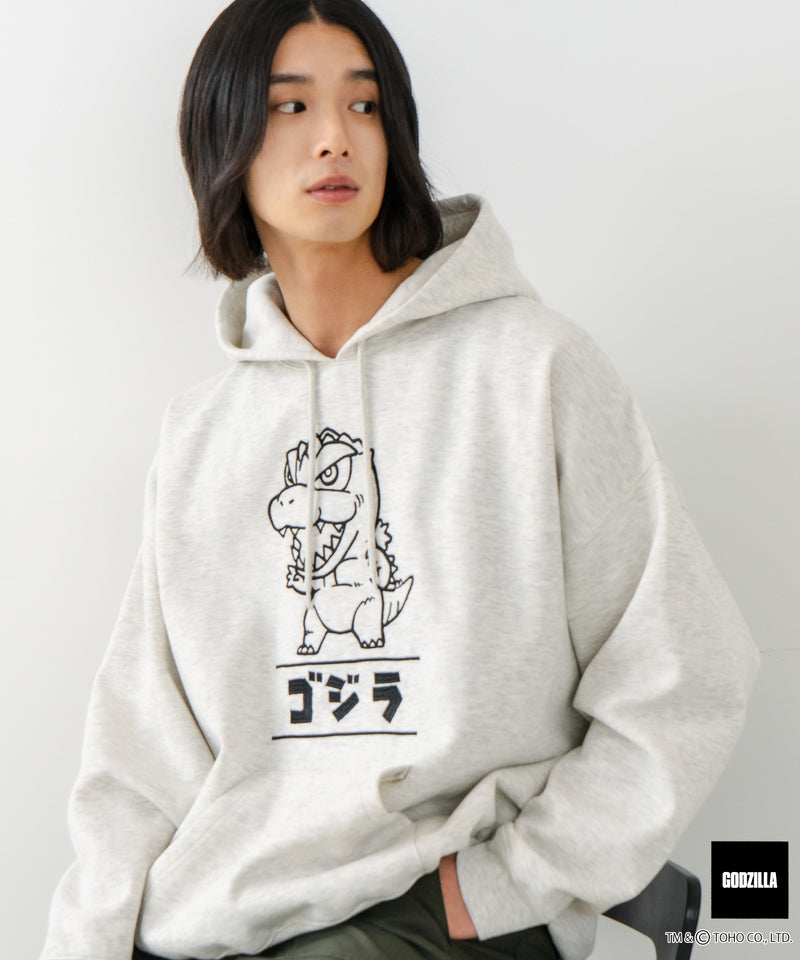 【GODZILLA/ゴジラ】ゴジラ キングギドラ オリジナルデザイン ビッグシルエット 裏起毛 プルオーバーパーカー フーディー ドロップショルダー オーバーサイズ