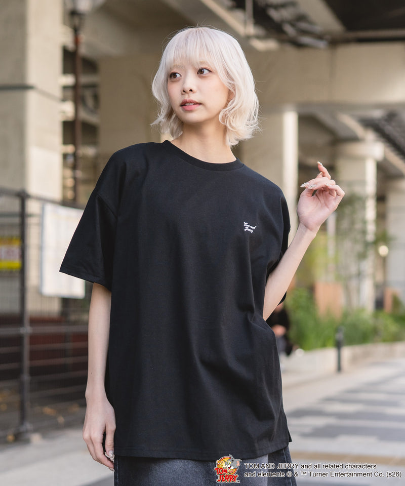 TOM＆JERRY/トムとジェリー】バックサガラ刺繍 半袖Tシャツ ルーズ