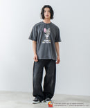 【TOMANDJERRY/トムとジェリー】オリジナルデザイン ジェリー タフィー パウダーブリーチ 加工 Tシャツ ドロップショルダー ビッグシルエット ヴィンテージライク 古着ライク ユニセックス キャラクター