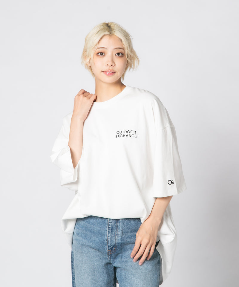 オーバーサイズ サイドスリット 前後差 Tシャツ ルーズフィット UVカット OUTDOOR EXCHANGE