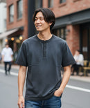 【BEN DAVIS/ベンデイビス】スプレーブリーチ加工 クラシックヘンリーネックTシャツ ブラック ❘ジーンズメイト公式オンラインショップ