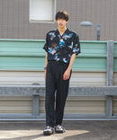 接触冷感 総柄 アロハシャツ レーヨン100％ オープンカラー 開襟 ストリート モード カジュアル 夏服  UNIIT ユニット