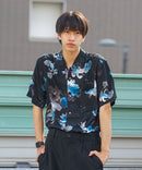 接触冷感 総柄 アロハシャツ レーヨン100％ オープンカラー 開襟 ストリート モード カジュアル 夏服  UNIIT ユニット