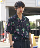 接触冷感 総柄 アロハシャツ レーヨン100％ オープンカラー 開襟 ストリート モード カジュアル 夏服  UNIIT ユニット