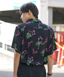 接触冷感 総柄 アロハシャツ レーヨン100％ オープンカラー 開襟 ストリート モード カジュアル 夏服  UNIIT ユニット