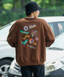 VISION ヴィジョン バック プリント バック 刺繡 裏毛 クルー ネック トレーナー