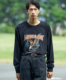 ピグメント加工 ヴィンテージライクプリントロンT 90s 古着 ロックT