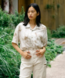 接触冷感 総柄 アロハシャツ レーヨン100％ オープンカラー 開襟 ストリート モード カジュアル 夏服  UNIIT ユニット