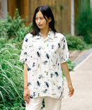 接触冷感 総柄 アロハシャツ レーヨン100％ オープンカラー 開襟 ストリート モード カジュアル 夏服  UNIIT ユニット