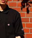 CHAMPION チャンピオン ワンポイント 鹿の子 ポロシャツ  C3-X35 男女兼用 ブランド コットン 綿100％ カジュアル ゴルフ テニス 衣替え 入学 卒業 新生活