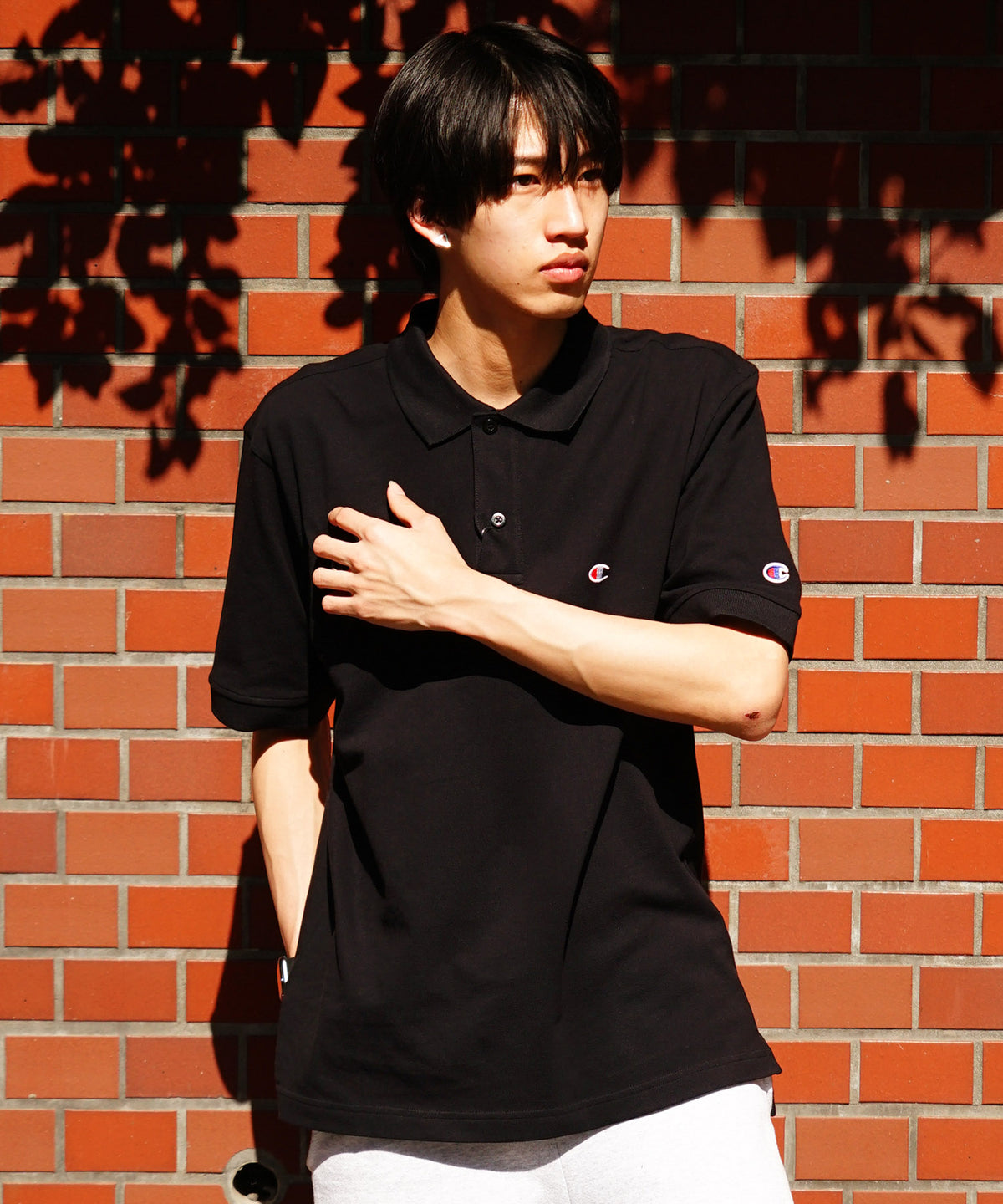 CHAMPION チャンピオン ワンポイント 鹿の子 ポロシャツ C3-X35 男女