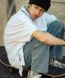 襟ライン ルーズフィット ポロシャツ