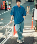 襟ライン ルーズフィット ポロシャツ