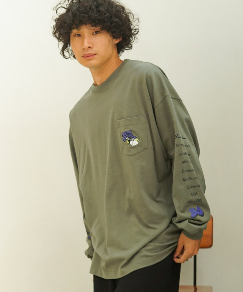 袖 バックプリントBIG ロング Tシャツ ロンT BEN DAVIS ベンデイビス