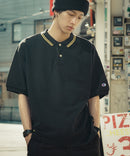 襟ライン ルーズフィット ポロシャツ