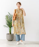 【C-FORT POINT/フォートポイント】さらっと軽やか インド綿 総柄ノースリーブワンピース リゾート Aライン フレア ナチュラル 軽やか 旅行 コットン100%