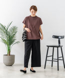 【C-FORTPOINT/フォートポイント】【上品なモックネックデザイン 接触冷感機能付き】 モックネックフレンチスリーブTシャツ プチハイネック ボトルネック ひんやり涼しい 華奢見え