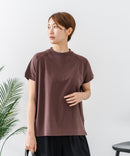 【C-FORTPOINT/フォートポイント】【上品なモックネックデザイン 接触冷感機能付き】 モックネックフレンチスリーブTシャツ プチハイネック ボトルネック ひんやり涼しい 華奢見え