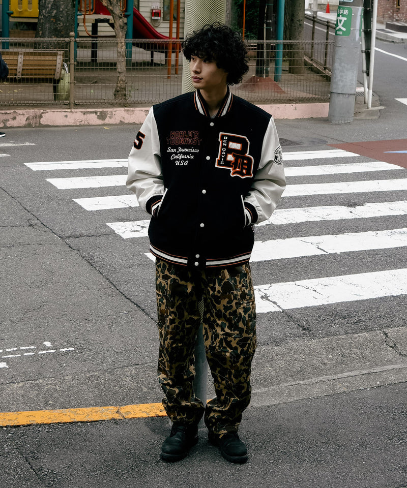 【BEN DAVIS/ベンデイビス】フェイクメルトンスタジャン アワードジャケット 中綿 防寒