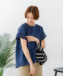 【C-FORTPOINT/フォートポイント】【通気性・吸水性に優れたスラブ素材】スラブ袖レースブラウス 綿100% クルーネック フレンチスリーブ 首元すっきり見え デイリーユース オフィス