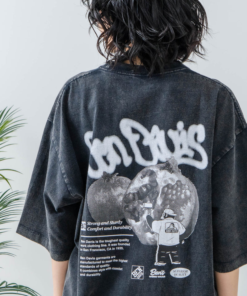【BEN DAVIS/ベンデイビス】パウダーブリーチ加工 Tシャツ 半袖 クルーネック オーバーサイズ