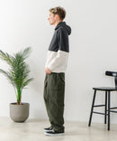 【BLUE STANDARD/ブルースタンダード】パフィースウェット バイカラー プルオーバーパーカー フーディー ストレッチ 春服