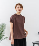 【C-FORTPOINT/フォートポイント】【上品なモックネックデザイン 接触冷感機能付き】 モックネックフレンチスリーブTシャツ プチハイネック ボトルネック ひんやり涼しい 華奢見え